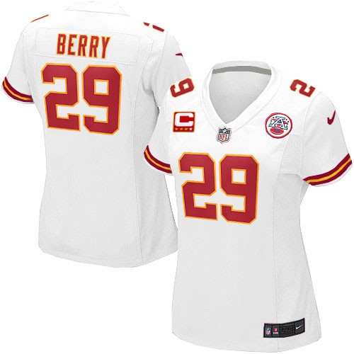 Women's Elite Eric Berry C Patch Nike Jersey White Road - #29 NFL Kansas City Chiefs